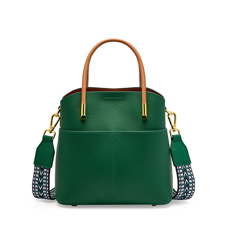 Women's Niche Genuine Leather Western Style High-grade Bucket Bags
