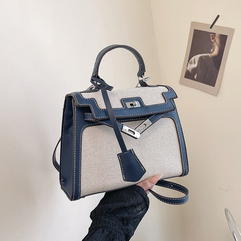 Women's High-grade Retro Portable Kelly Linen Stitching Women's Handbag
