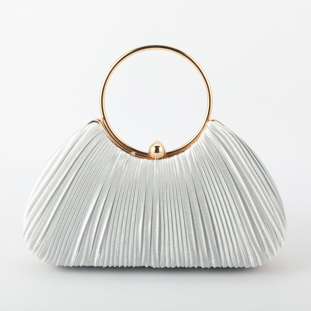 Women's Simple Silk Pleated Dress Clutch Retro National Style Dinner Bag