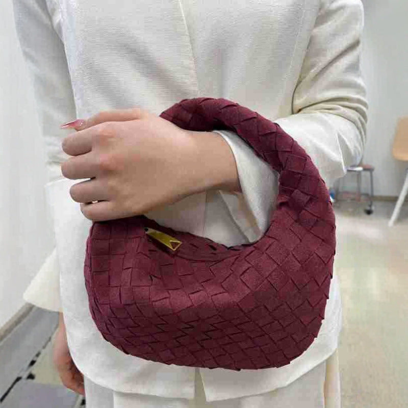 Women's Handmade Frosted Woven Croissant Fashion Women's Shoulder Bag