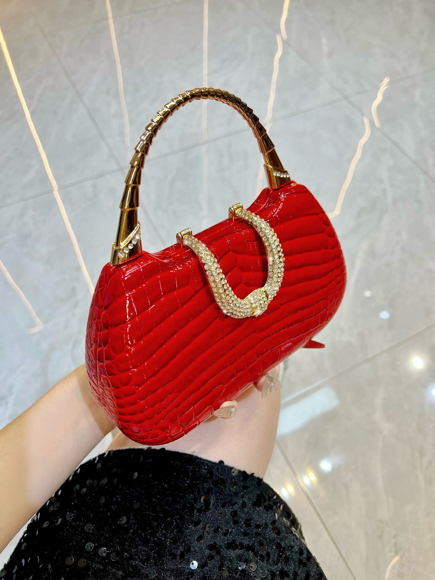 New High-grade Versatile Fashion Simple Rhinestone Dinner Bag