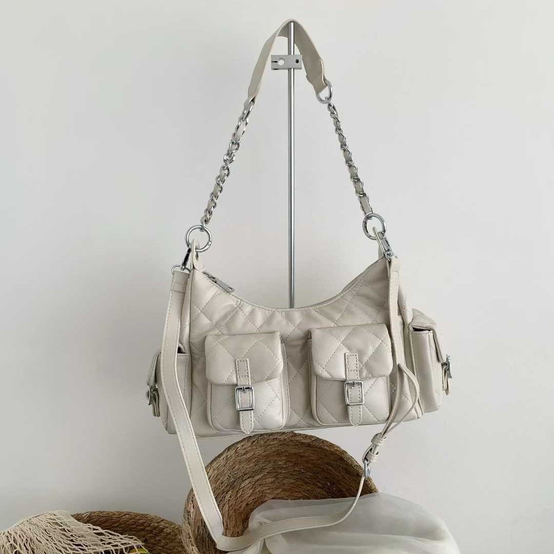 Rhombus Chain Fashionable High-grade Underarm Motorcycle Women's Shoulder Bag