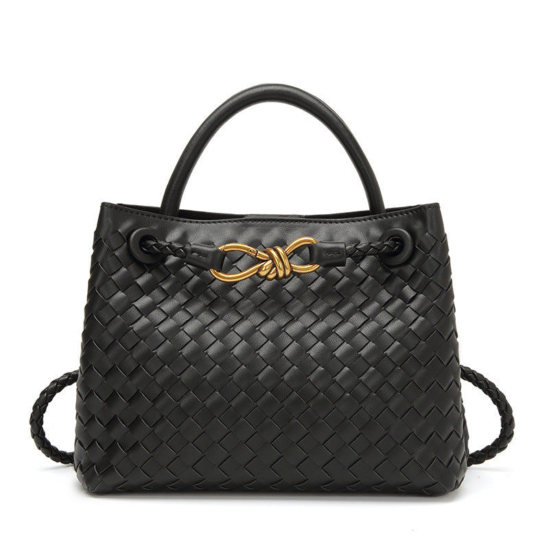 Women's Style Large Woven Metal Cord Fastener Tote Bags