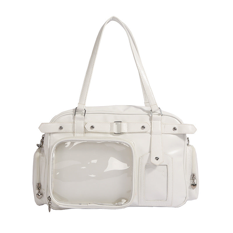 Trendy Cartoon Large Capacity Transparent Two-dimensional Bar Good-looking Women's Handbag