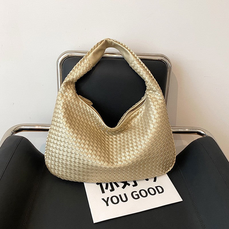Women's Handmade Woven Large Capacity Korean Style Commute Underarm Bag