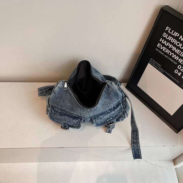 Women's Motorcycle Large Capacity Retro Denim Underarm Women's Shoulder Bag