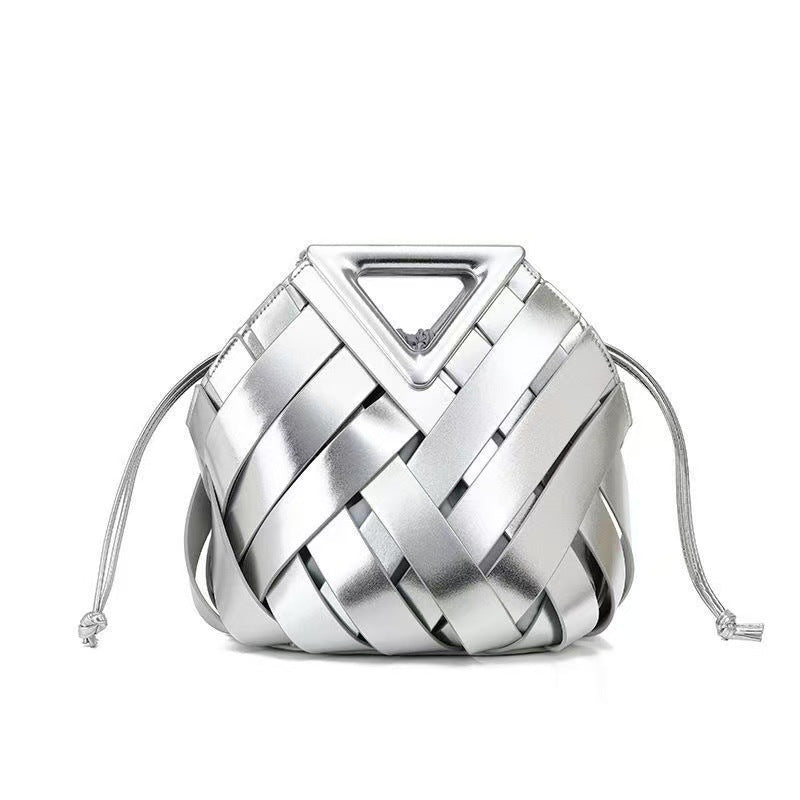 Women's Inverted Triangle Portable Vegetable Basket Hand Drawstring Women's Messenger Bag