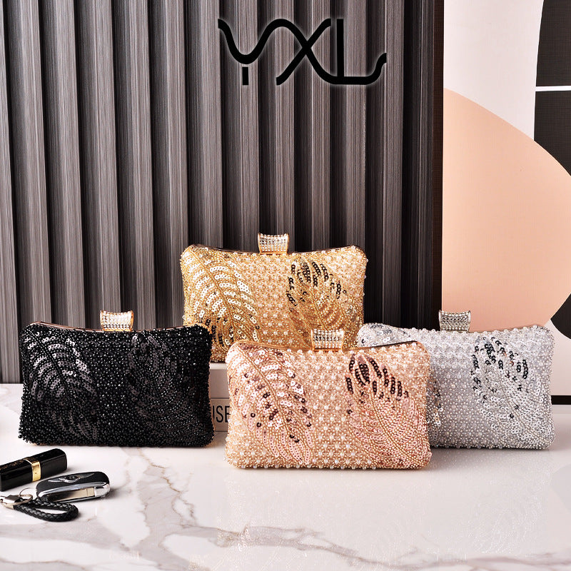 Shiny Diamond Temperament Banquet Full Clutch Fashion Pearl Embroidery Dress Dinner Bag