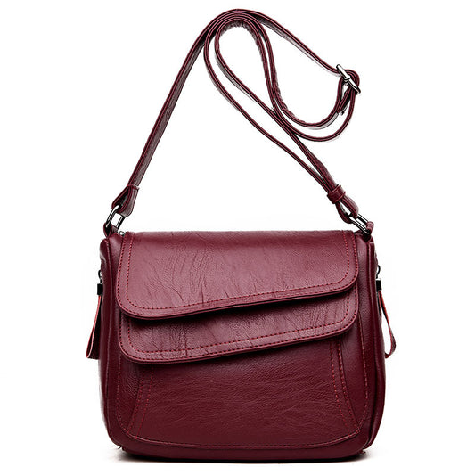 Washed Sheepskin Mother Fashion Simple Solid Women's Shoulder Bag
