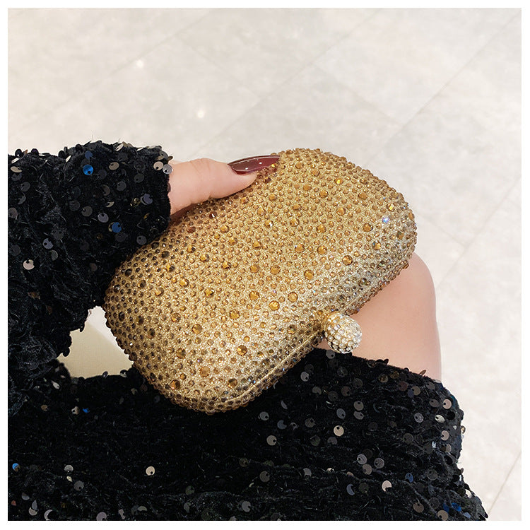 Women's Fashionable Shiny Rhinestone Ornament Clutch Box Type Bags