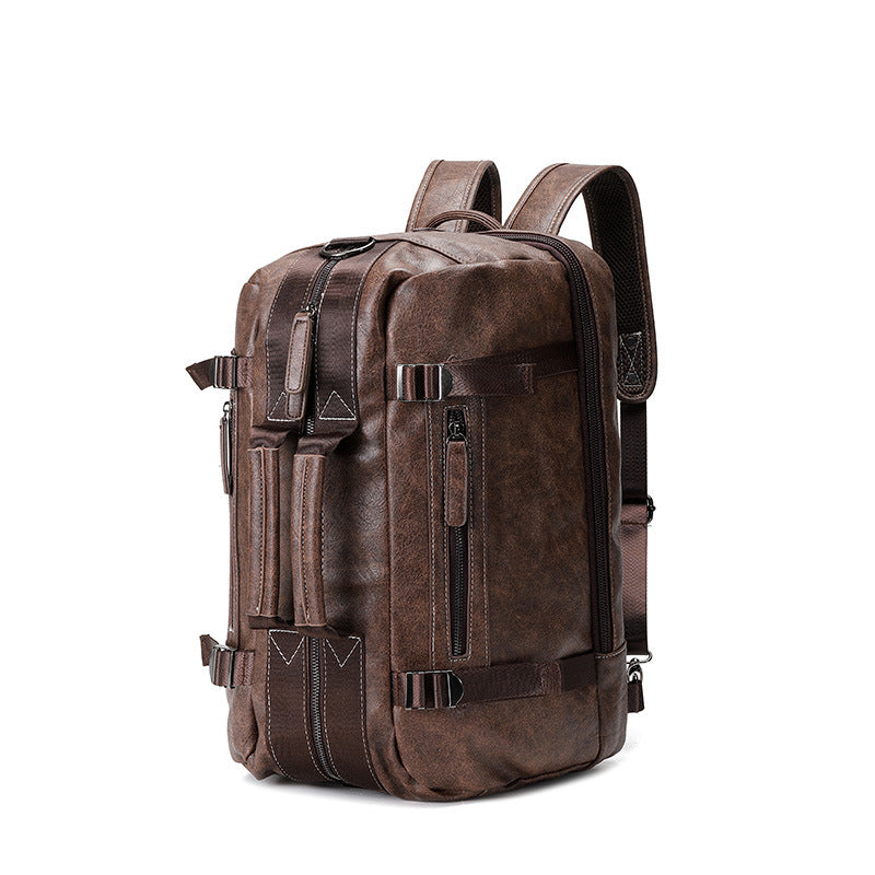 Men's Leather Computer Portable Multiple Back Methods Leisure Backpack