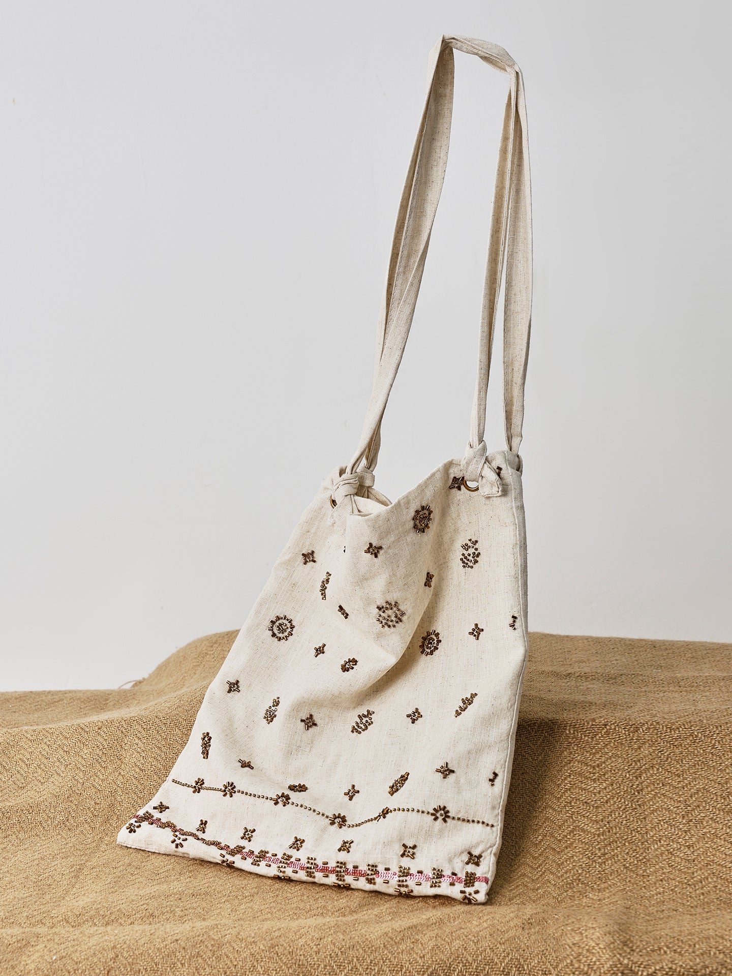 French Retro Canvas Large Capacity One Linen Embroidery Women's Shoulder Bag