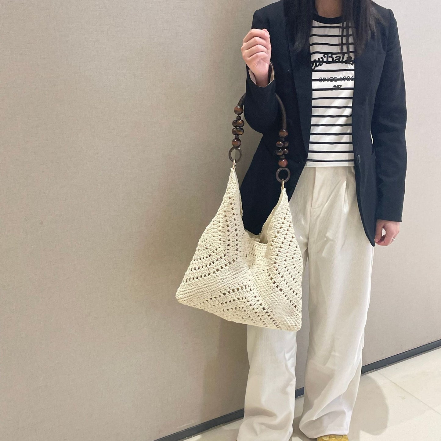 Women's Cotton Crocheted Summer Seaside Vacation Beach Woven Artistic Women's Shoulder Bag