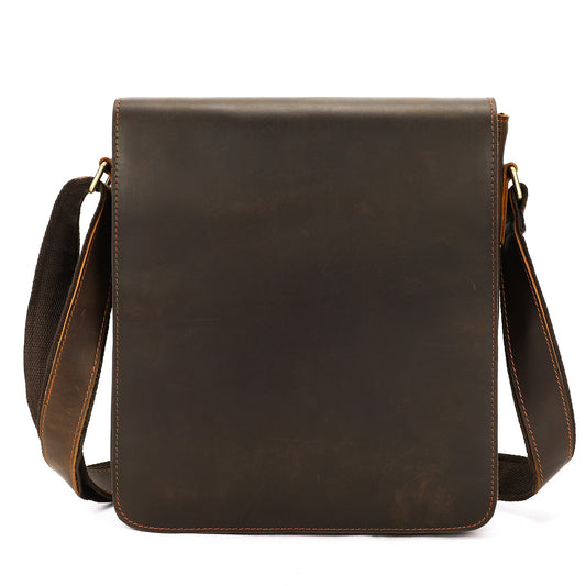 Men's Crazy Horse Leather Retro Handmade Cowhide Men's Shoulder Bag