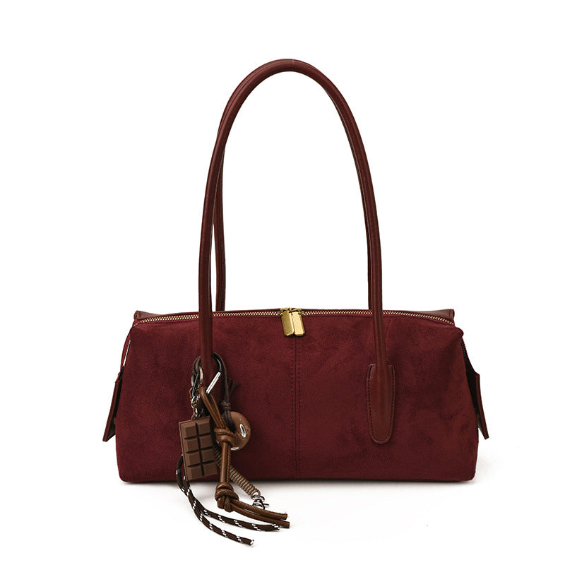 Women's Suede Underarm Lady Style Temperament Solid Women's Handbag