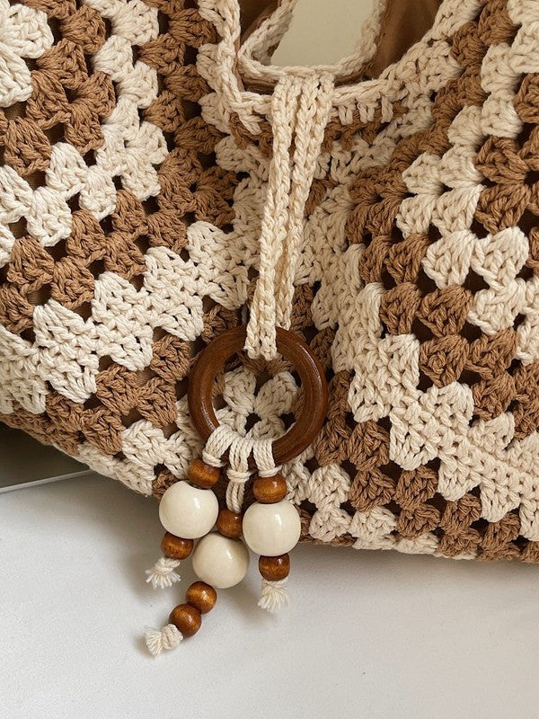 Cotton String Two Colors Hand-woven Daily Leisure Seaside Shoulder Bags