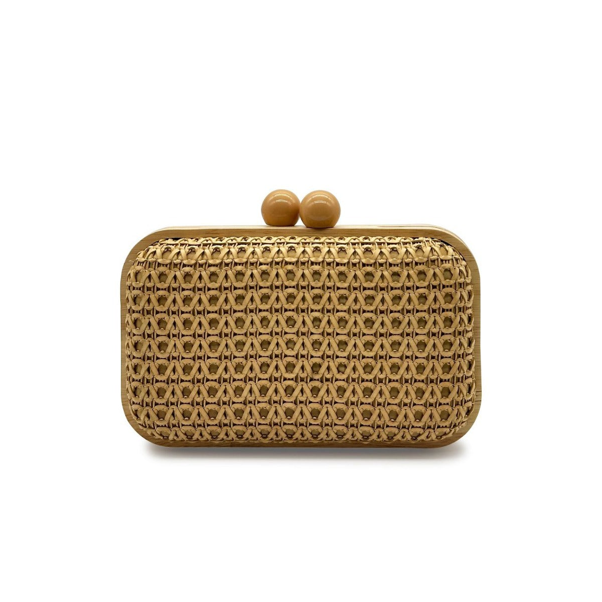 Main Push Wooden Straw Woven Banquet Dinner Bag