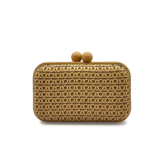 Main Push Wooden Straw Woven Banquet Dinner Bag