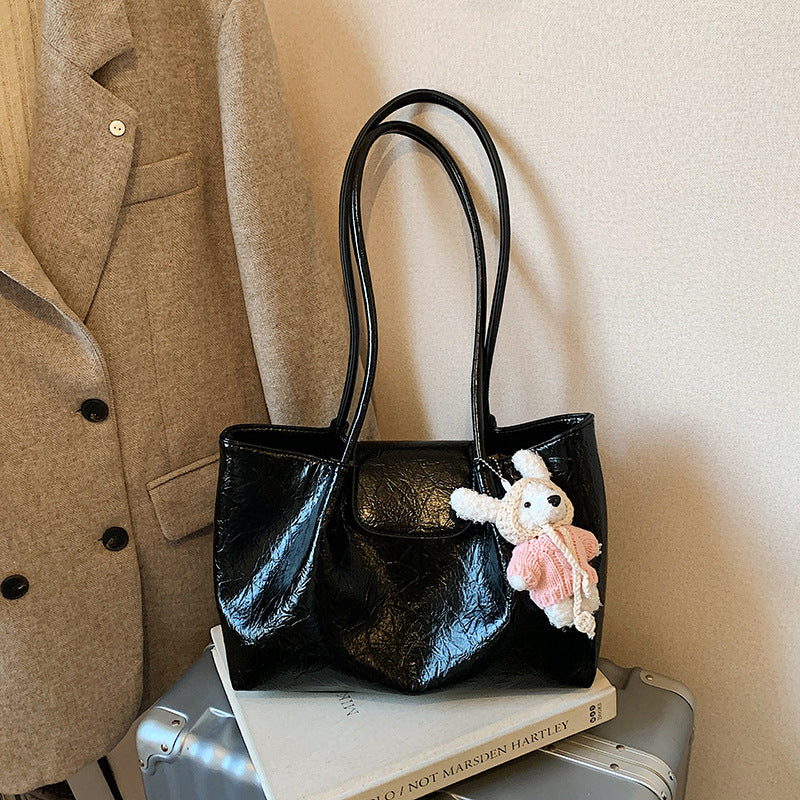 Women's Oil Wax Leather Korean Large Capacity Exquisite Fashion Women's Shoulder Bag
