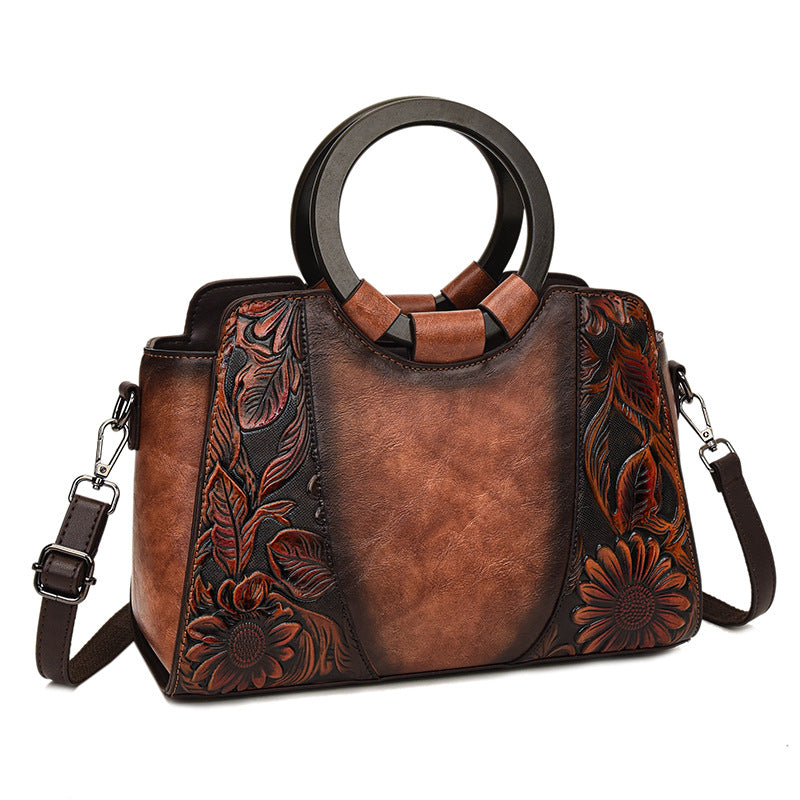 Women's Texture Printed Large Capacity Ethnic Style Bags