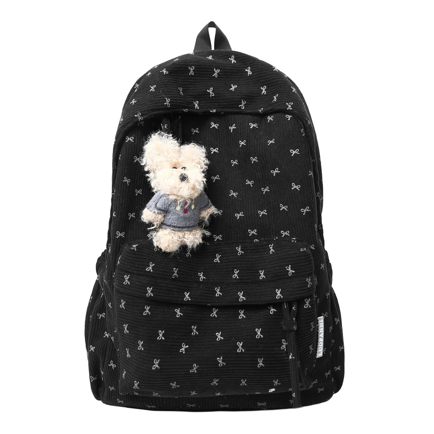 Corduroy Bowknot Large Capacity Female For College Student Schoolbag