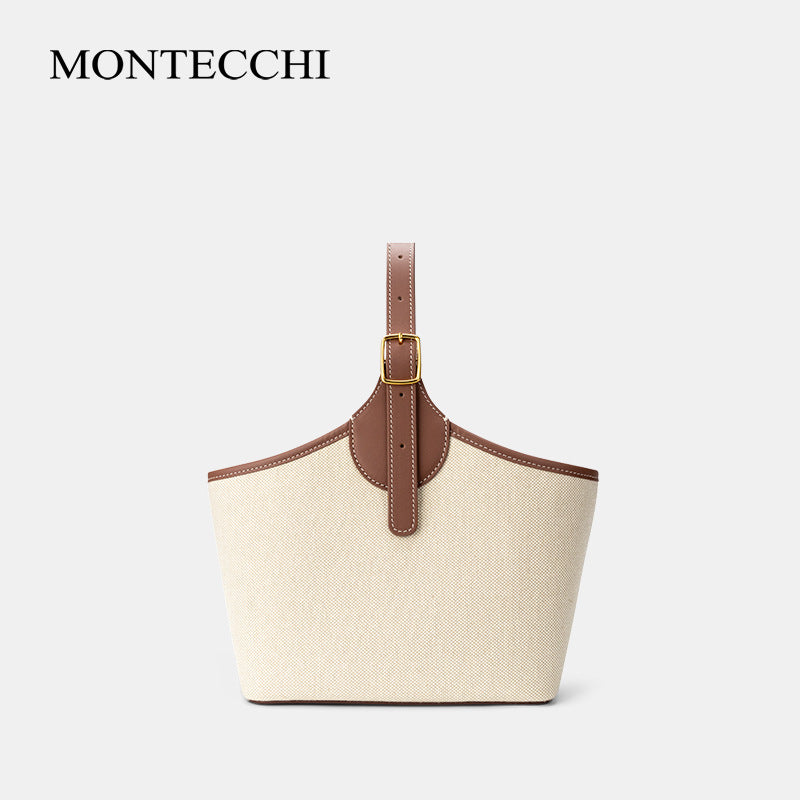 High Version Calfskin Linen Vegetable Basket Women's Handbag