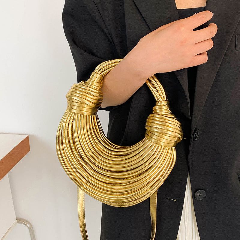 Hand-woven Bread Noodle Wire Portable Underarm Women's Handbag
