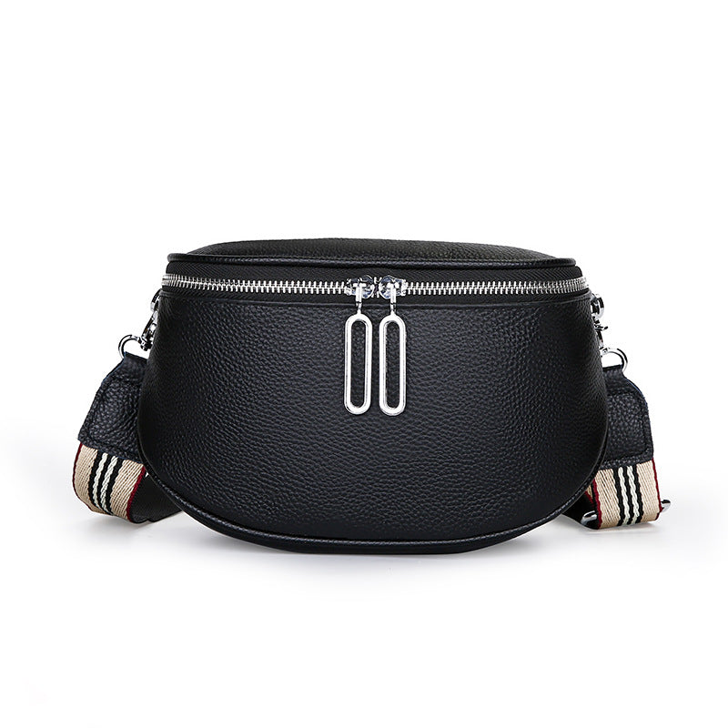 Women's Genuine Leather Saddle Fashion Simple Minority Women's Chest Bag, Fanny Pack