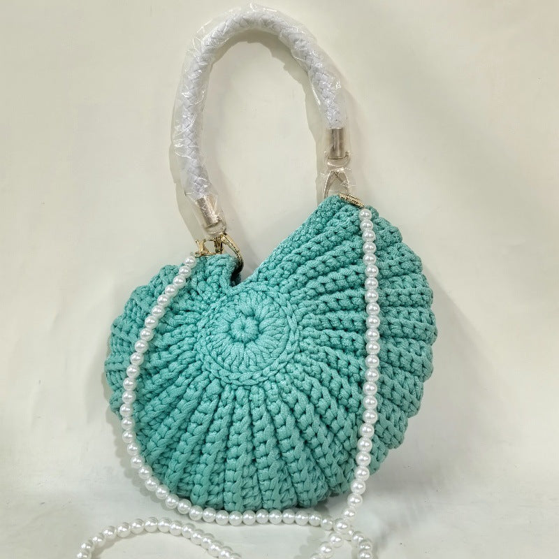 Woven Pearl Chain Candy Color Fashion Simple Conch Shell Women's Messenger Bag