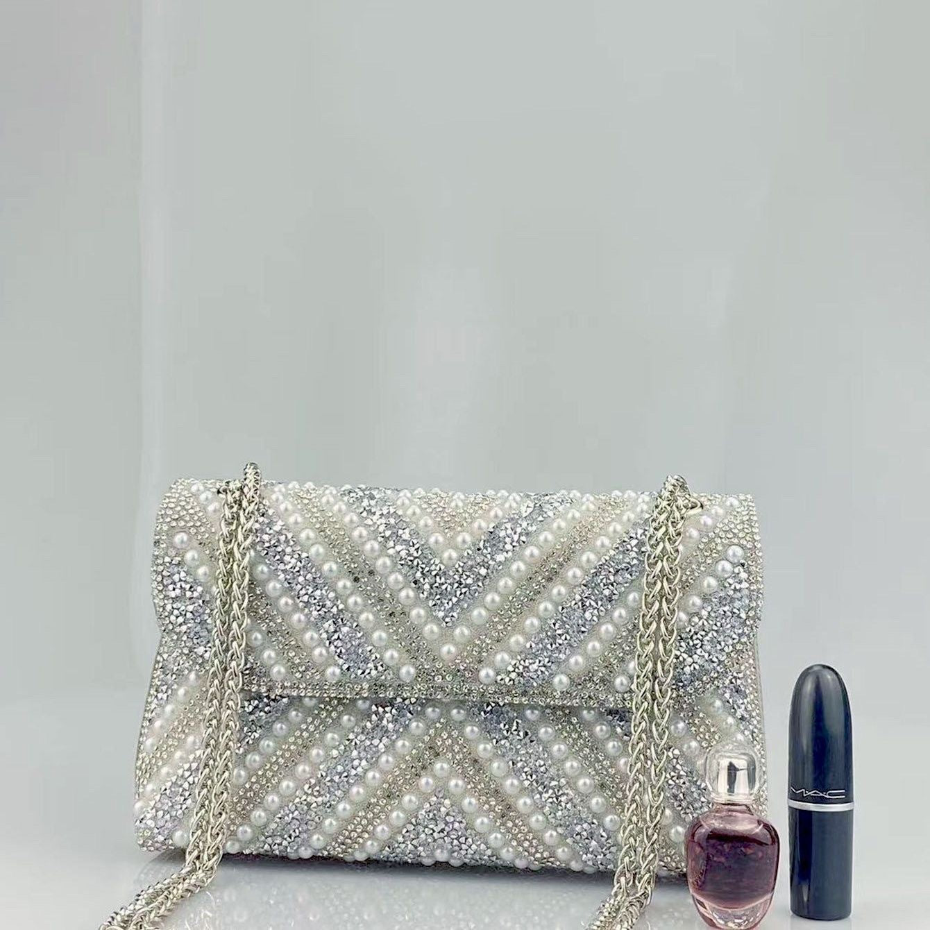 Fashion Rhinestone High Quality Three-color Wedding Small Square Bags