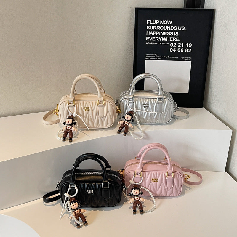 Women's Pleated Bowling Boston Fashion Pillow Women's Shoulder Bag