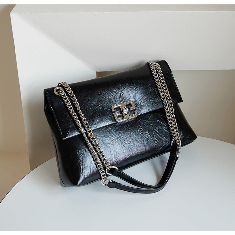 Fashion Frosted Leather Stitching Flip Chain Small Square Bags