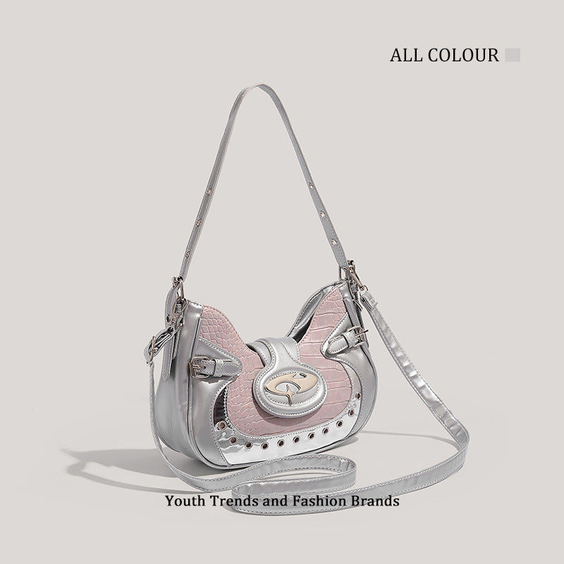 Women's Millennium Hot Motorcycle Design Crocodile Pattern Women's Shoulder Bag