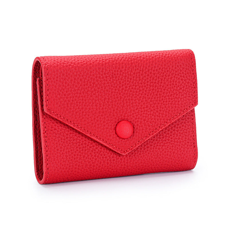 Women's Leather Short Simple Folding First Layer Cowhide Fashion Ladies Wallet