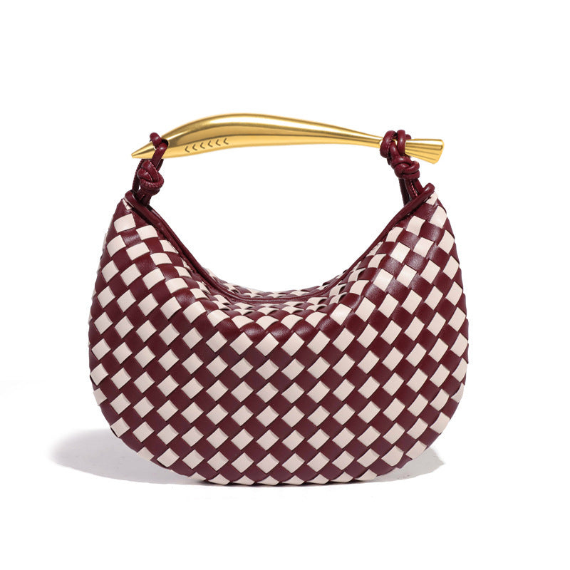 Women's Solid Color Dumpling Hand-woven Half Month Sardine Handbags