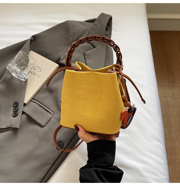 Minority Retro Texture Daily Trendy Patchwork Bucket Bags