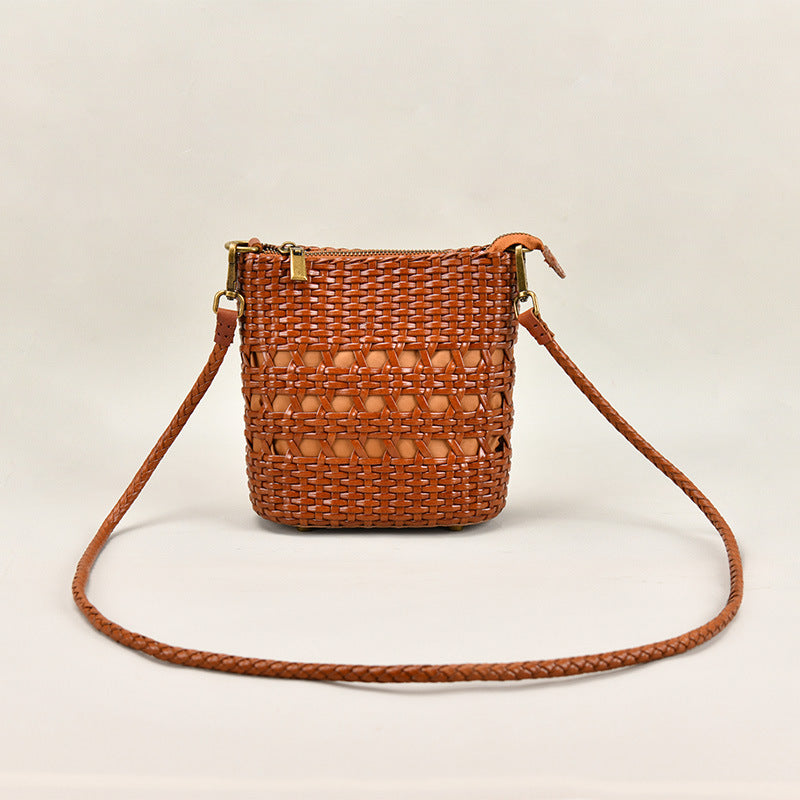 Genuine Leather Fashion Color Vegetable Basket Korean Style Bags