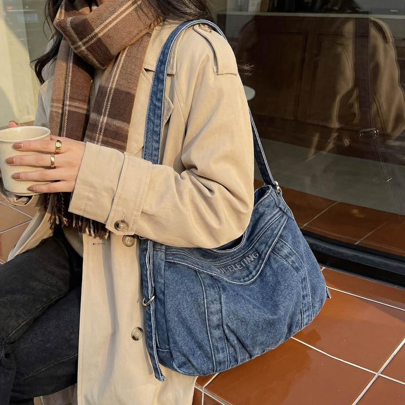 Women's Denim Picnic Large Capacity Commuter Shopping Daily Tote Bags