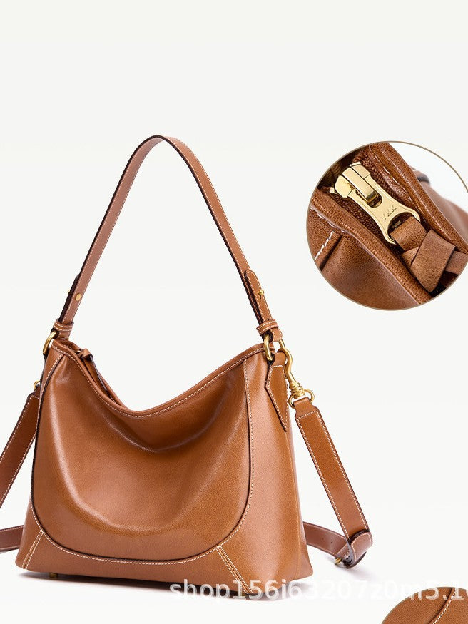 Plant Leather High-grade Niche Genuine Large Capacity Shoulder Bags
