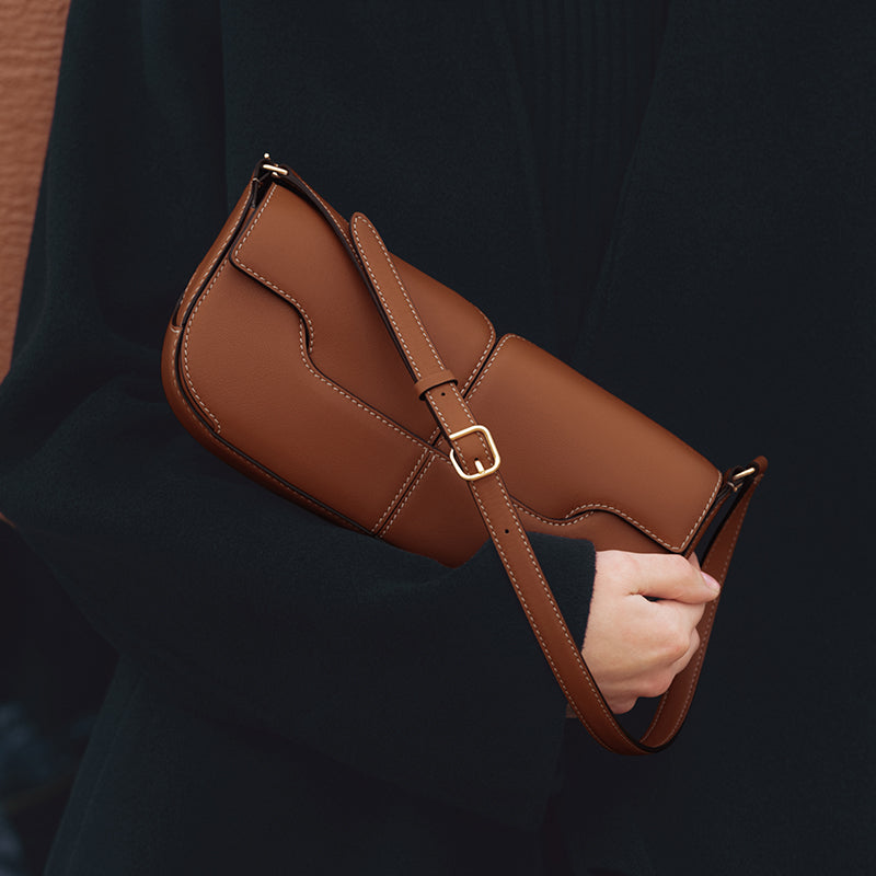 Casual Baguette Smooth Cowhide Portable Underarm Women's Shoulder Bag