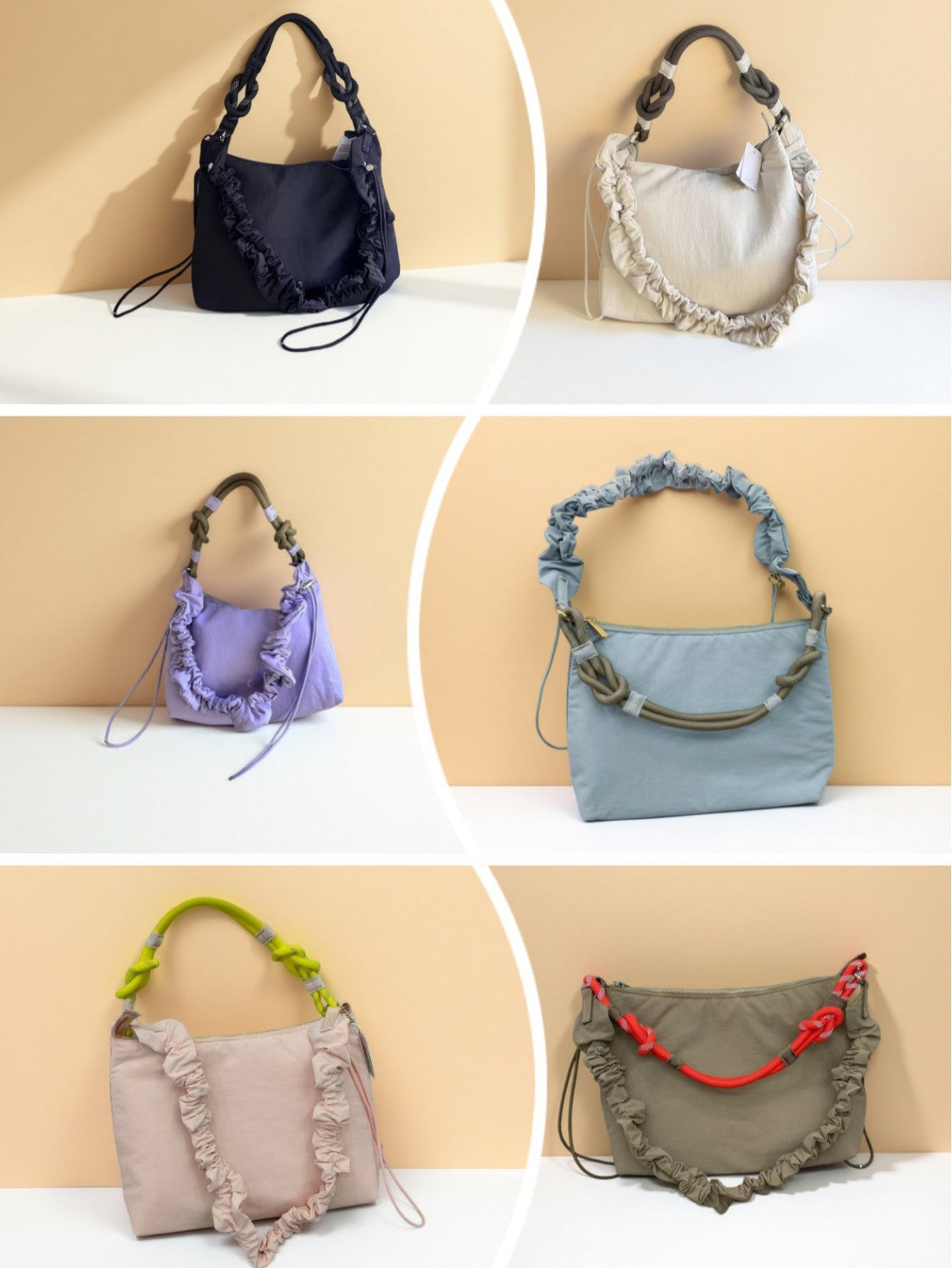 Intestine Underarm Lotus Leaf Wrapping Simple Nylon Cloth Women's Shoulder Bag