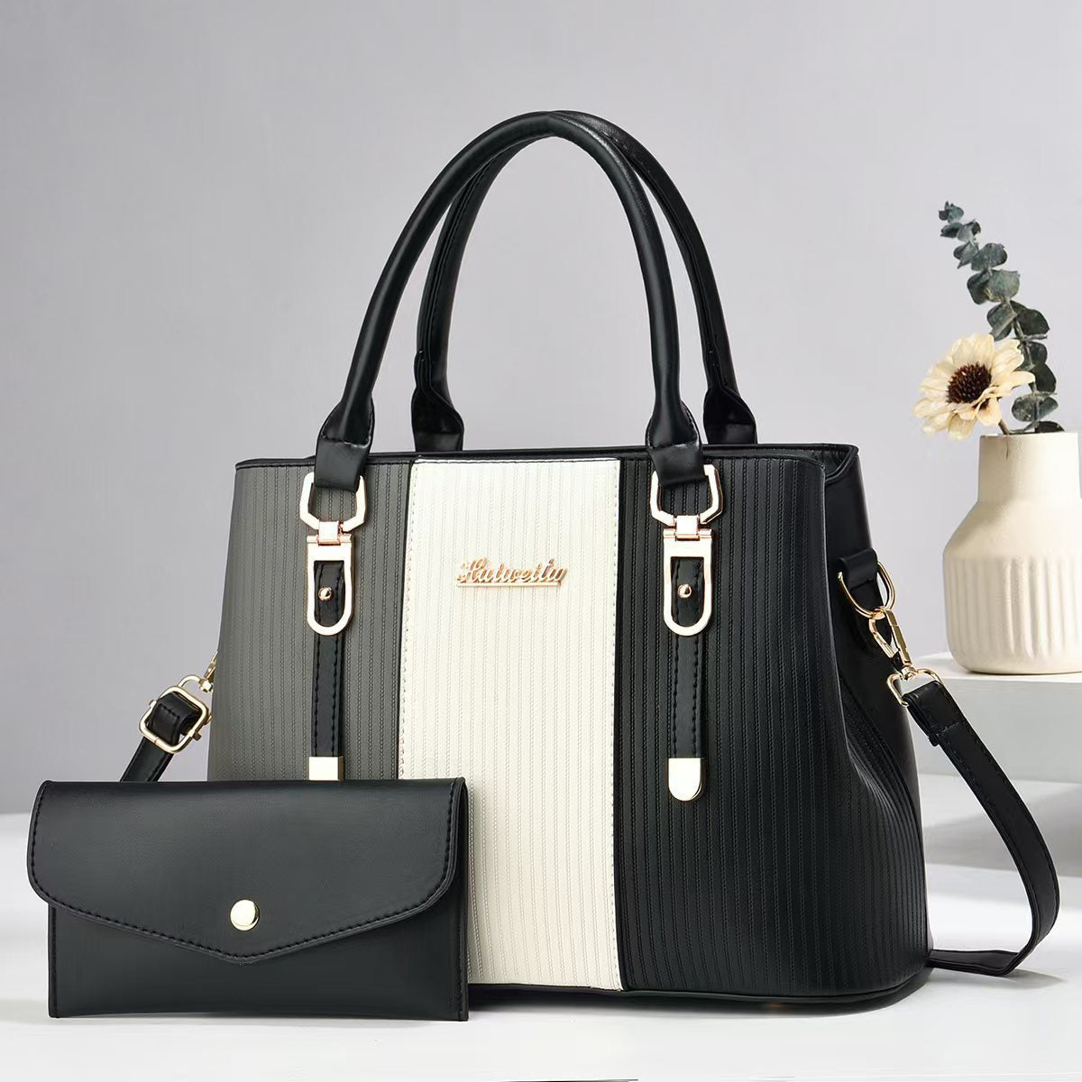 Women's Mother Female Striped Contrast Color Large Women's Handbag