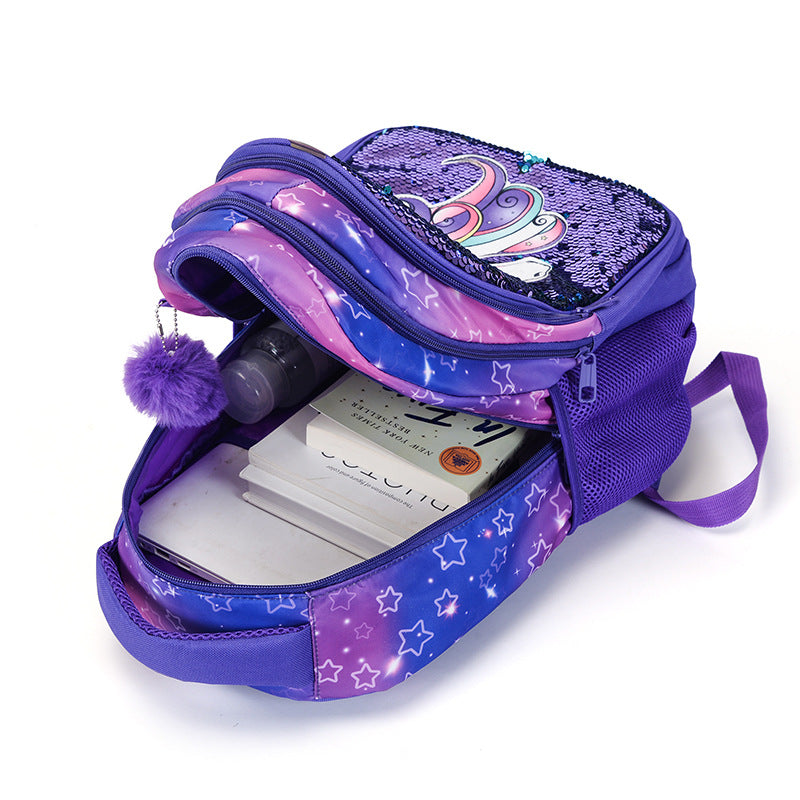 Children's Three-piece Unicorn Commuter Large Capacity Primary School Bag