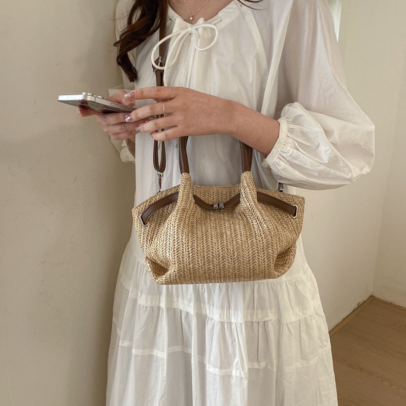 Women's Fashion Pleated Commuter Single Vegetable Basket Women's Shoulder Bag