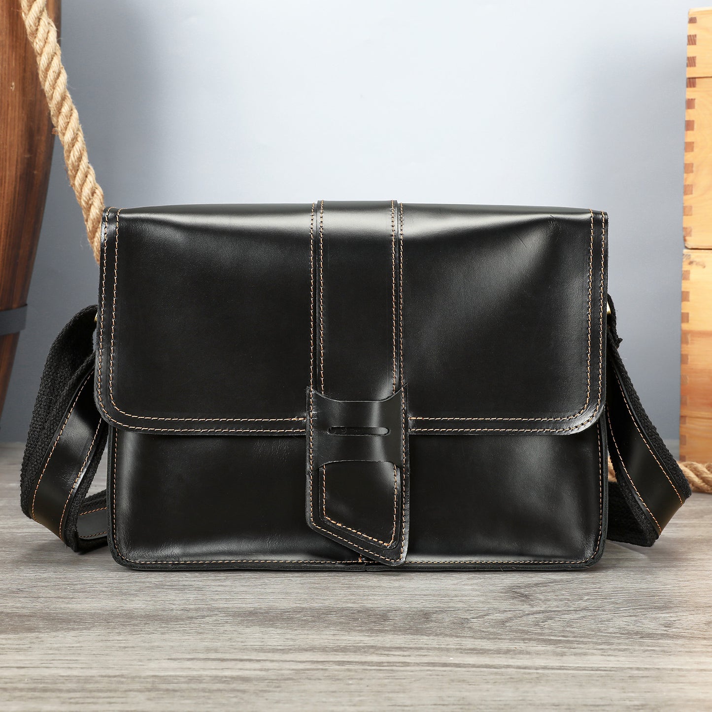 Men's Leather Fashion Crazy Horse First Layer Cowhide Men's Shoulder Bag