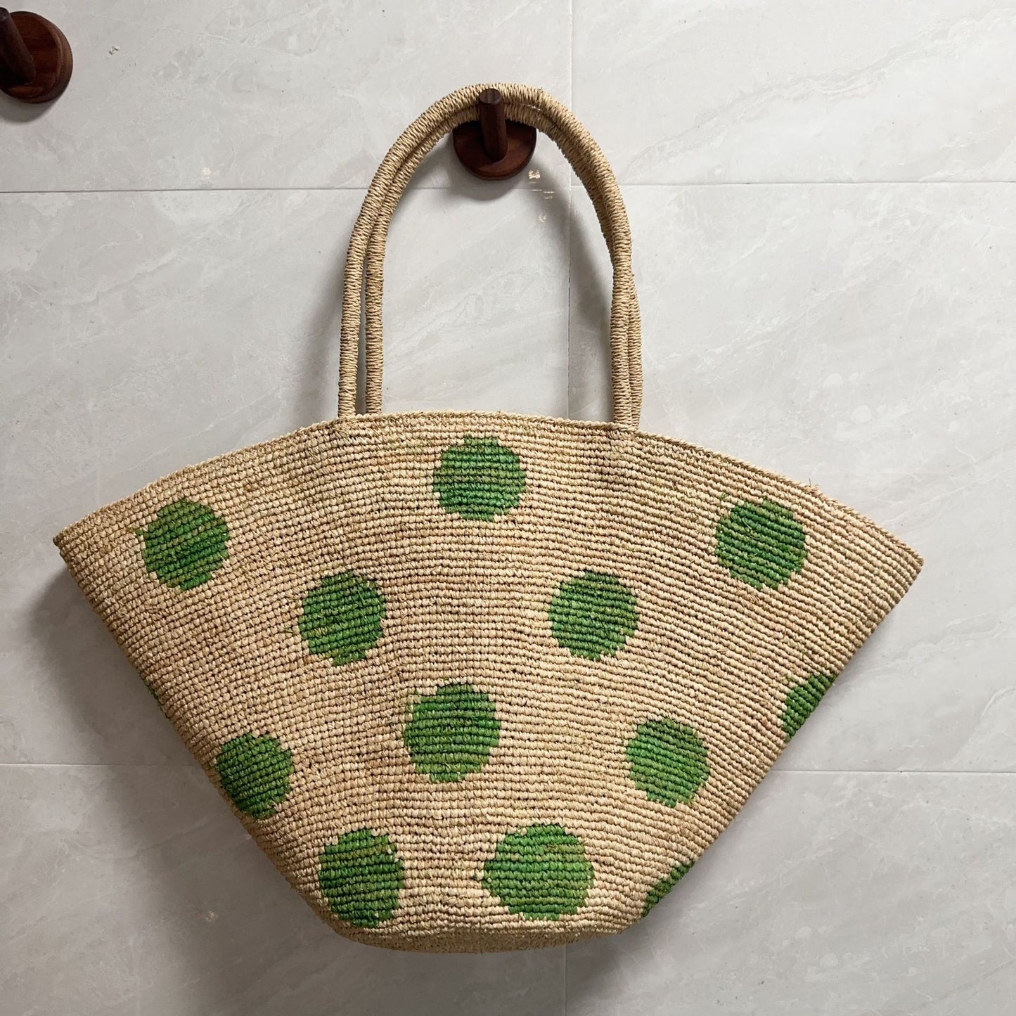 High Quality Hand Crocheting Raffia Polka Dot Beach Seaside Holiday Women's Shoulder Bag