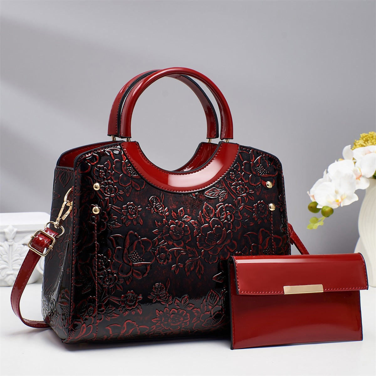 Women's Bright Leather Fashionable National Style Large Women's Handbag