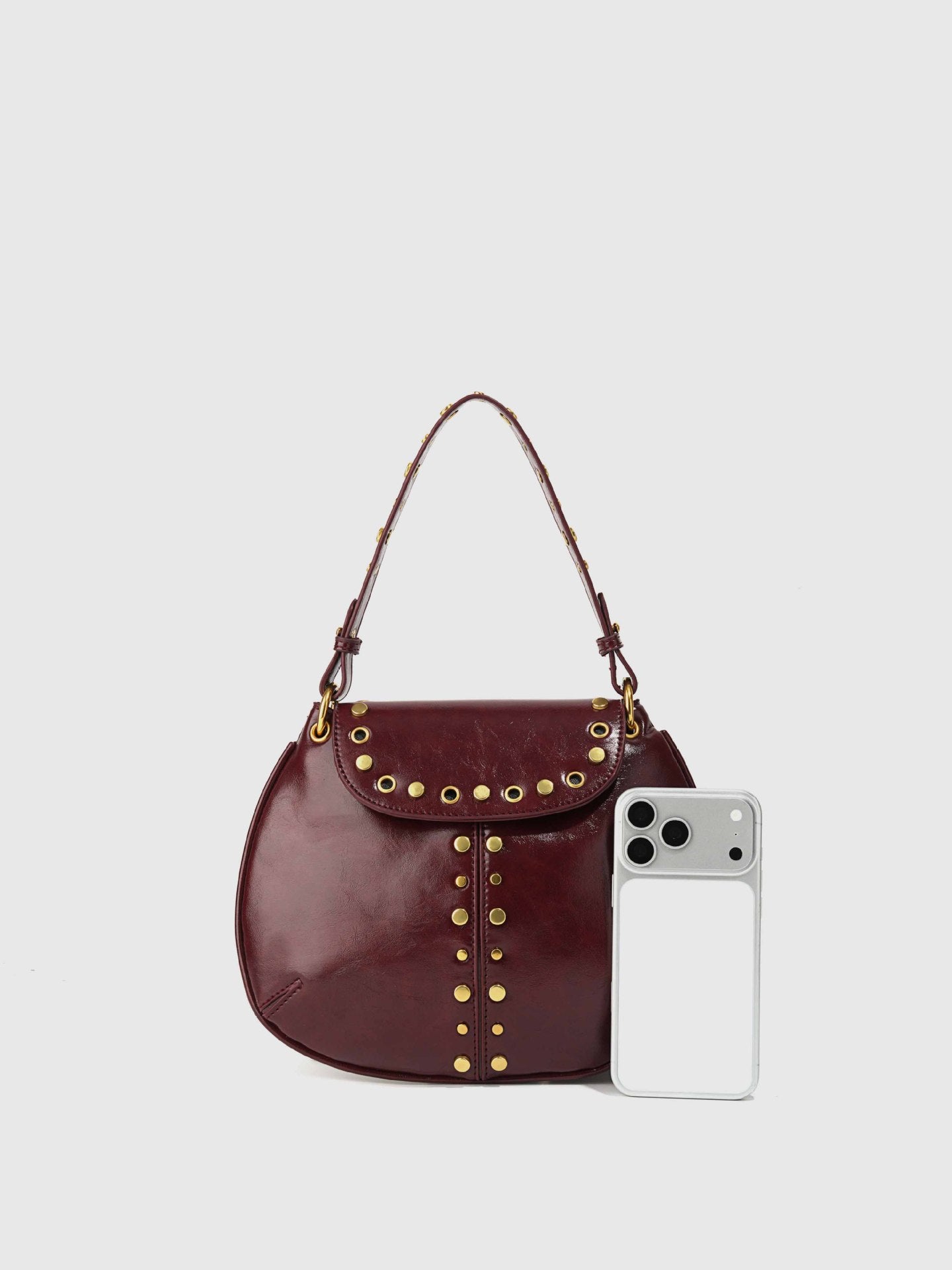 Women's Punk Rivet High-grade Underarm Metal Saddle Women's Handbag