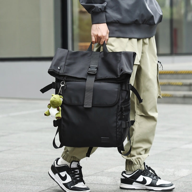 Men's Fashion Flip Cover Waterproof Large Capacity Leisure Backpack