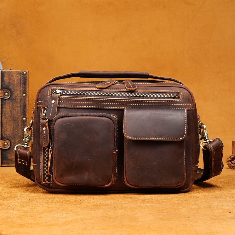 Men's Leather Portable Retro Textured Collection Men's Shoulder Bag